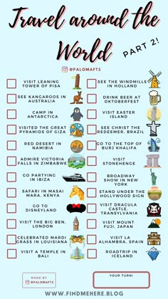 the travel around the world checklist