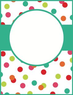 a green and red polka dot card with a white circle in the center