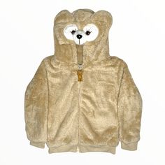 Description: Warm and fuzzy jacket Bear on the hood Zipper makes this adorable jacket easy to take off Soft fleece Material & Care: Machine wash cold gentle Low/Cool Iron (do not iron on decoration) Do not bleach Do not dry clean Tumble/hang dry Bear Jacket, Cute Jackets, Brown Bear, Bleach, Zipper