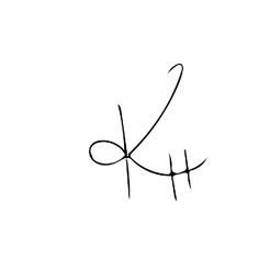 the letter k is written in cursive handwriting