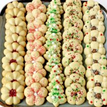 a tray filled with lots of different kinds of cookies