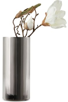 Stainless Steel Medium Bernadotte Vase by Georg Jensen | SSENSE Living Room Essentials, Georg Jensen, Polished Stainless Steel, Mild Soap, Vases Decor, Scandinavian Design, Glass Vase, Garden Decor, Soap