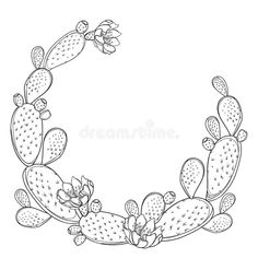 a round frame made up of cactus plants royalty illustration