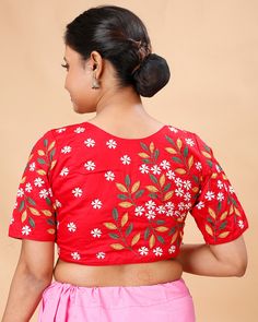 a ready-made, pure cotton, embroidered design blouse. These types of blouses are popular for their comfort and aesthetic appeal, especially in traditional and ethnic wear.  Blouse available in 32,34 waist size waist-32 =36 Bust waist-34=38 Bust Diwali Chanderi Embroidered Top With Floral Embroidery, Diwali Floral Embroidered Chanderi Top, Embroidered Cotton Short Sleeve Sets, Embroidered Cotton Sets With Short Sleeves, Traditional Cotton Shirt For Festivals, Floral Embroidery Choli For Festivals, Festive Cotton Shirt With Resham Embroidery, Traditional Cotton Shirt For Festive Season, Festive Traditional Shirt With Resham Embroidery