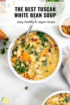 the best tuscann white bean soup is easy, healthy and vegan recipe