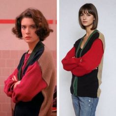 Twin Peaks cardigan color block  Donna Hayward. The Twin Peaks colorful sweater inspired features beige, green, red and black. V-neck, dropped shoulders. XS/S  Size Chest-86 cm (34 inch) Length - 64 cm (25.5 inch) Sleeve (from neck)-65 cm (25.6 inch) Made to order 1-2 week Care - delicate machine wash Twin Peaks Outfits, Donna Hayward, 90s Color Block, Colorful Movie, Movie Outfits, 90s Costume, Movies Outfit, Twin Peaks, Jumpers And Cardigans