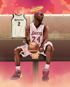 a man sitting on top of a bench with a basketball in his hand and a jersey behind him