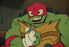 a cartoon character with an angry look on his face and chest, holding a piece of paper in one hand