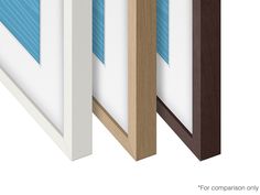 three different types of wood and white frames