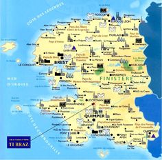 a large map of the island of guernsey with all its major cities and towns in english