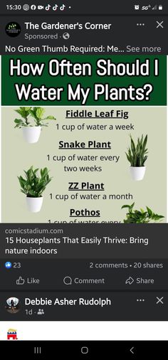 a cell phone with an ad on it that says how often should i water my plants?