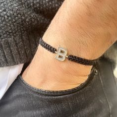 ✨ Personalized Mens Silver Initial Wax Cord Bracelet, Gold Letter Men Handmade Jewelry, Men Engraved Bracelet, Frienship Couples Bracelet Gift * These initial bracelets were designed for everyday wear.  * This bohemian cord bracelet enhances your casual outfit. * Initial bracelet, customized bracelet for men, women, and couples. * Can be a great gift and everyday bracelet for men, your boyfriend, son, or your husband. * Want to give it as a gift? Every bracelet is mailed with a card that will ha Customised Bracelets, Wax Cord Bracelet, Bracelet Initial, Couples Bracelet, Everyday Bracelet, Personalized Gift Wrap, Sliding Knot, Engraved Bracelet, Initial Bracelet