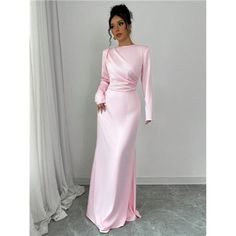 -Item Id 44395074 -Details: Ruched, Zipper -Neckline: Boat Neck -Sleeve Type: Regular Sleeve -Style: Elegant -Type: Fitted -Waist Line: High Waist -Hem Shaped: Mermaid -Color: Pink -Pattern Type: Plain -Sleeve Length: Long Sleeve -Fit Type: Regular Fit -Length: Maxi -Material: Satin -Composition: 100% Polyester -Care Instructions: Machine Wash, Do Not Dry Clean -Sheer: No -Fabric: Non-Stretch **Open To Offers!!!** **Bundle To Save More** **30% Off Bundles Of 2 Or More Items!!** ***Orders Go Out Pink Long Sleeve Satin Dress, Elegant Silk Dress, Elegant Silk Dresses, Long Sleeve Satin Dress, Satin Dress Long, Dress Inspo, Pink Pattern, Wedding Diy, Ladies Dress