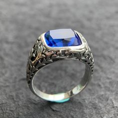 Men's Sterling Silver Blue Crystal RingMetal Type: 925 Sterling SilverMain Stone: Austria CrystalGender: For MenStyle: VintageWidth: 13 mmSize: 7-12Weight: 8.6 gMinimum Order: 1 Blue Crystal Ring, Sterling Silver Mens, Crystal Ring, Ring Metal, Crystal Rings, Silver Blue, Blue Crystals, Style Vintage, 925 Sterling Silver