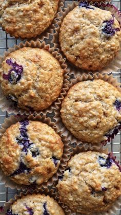 blueberry muffins cooling on a wire rack