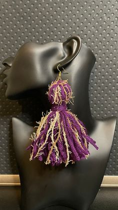 Khaki & Purple Tassel Earrings - Etsy Handmade Tassel Earrings, Big Chop Natural Hair, Diy Gifts To Sell, Tassel Earring, Big Chop, Handmade Fashion Jewelry, African Beads, Oct 1, I Love Jewelry