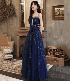 Blue tulle long prom dress A line evening dress · Little Cute · Online Store Powered by Storenvy Tulle Formal Dress, Prom Dress A Line, Prom Dress Blue, Tulle Long Prom Dress, A Line Evening Dress, Blue Dress Formal, Blue Evening Dresses, Blue Tulle, Custom Size Dresses