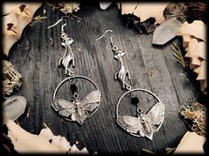 Uniquely crafted tarot moth earrings. The earrings are quite long and, given their size, are clearly noticeable on the ear. You can upgrade them with 925 sterling silver hooks! You can find more designs in my shop! I'll be happy to package your order as a gift! Please select gift packaging during the ordering process ;)) silver Material: metal Size approx. 11 x 4 cm Moth Earrings, Witch Earrings, Jewelry Gothic, Gothic Earrings, Witch Jewelry, Silver Material, I'm Happy, Gift Packaging, Moth