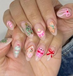 Girly Christmas Nails, Noel Nails, Christmas Nail Set, Girly Acrylic Nails, Cute Gel Nails, Get Nails, Festival Nails