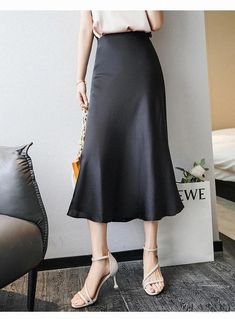 Lasaky - Chic Fish-Tail Dress with Built-In Corset and Flowing Skirt Tail Dress, Grey Skirt, Clothes Korean Style, Office Fashion Women, Long Skirts For Women, Satin Midi Skirt, Half Skirt, Looks Black, Stretch Skirt