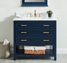 30 Inch Vanity, Navy Bathroom, Blue Bathroom Vanity, Single Sink Bathroom, Allen Roth, White Sink, Sink Bathroom Vanity, Bathroom Vanity Units, Single Sink Bathroom Vanity