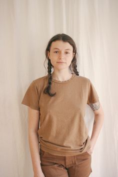 Lorel Tee / Coyote | Jungmaven | The General Public | Missoula, MT Open Neck, Everyday Gifts, Halle, Cap Sleeves, Organic Cotton, V Neck, Women's Top, How To Wear