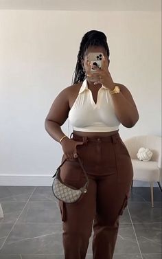 Turtle Neck And Shorts Outfit, Plus Size Baddie Dresses, Baddie Brunch Outfit Plus Size, Spring Birthday Outfit Plus Size, Plus Size Shien Outfit, Mid Size Fashion Black Women, Big Girl Outfits Black Women, Plus Cargo Pants Outfit