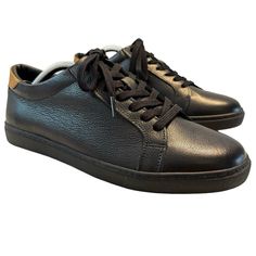 Allen Edmonds Courtside Lace-Up Fashion Leather Sneakers Black Leather Uppers Lace Up Fastening / Closure Round Toe Cushioned Footbed Rubber Soles Made In Usa Men's Size Us 7 D Condition Shoes Were Worn Once And Show Light To No Signs Of Wear. Photos Are Of Actual Shoes, Please Review Them To Help Verify Condition. Thank You For Checking Out My Clos Leather Cap Toe Sneakers With Textured Sole, Leather Sneakers With Textured Sole And Cap Toe, Business Cap Toe Sneakers With Leather Sole, Classic Leather Cap Toe Sneakers, Low-top Calf Leather Shoes With Leather Footbed, Brown Calf Leather Sneakers With Leather Footbed, Calf Leather Sneakers With Leather Footbed, Classic Black Sneakers With Leather Footbed, Masculine Sneakers With Leather Sole And Plain Toe