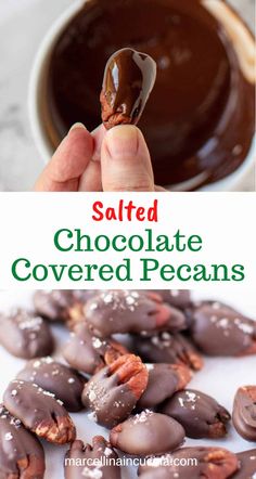 salted chocolate covered pecans with text overlay