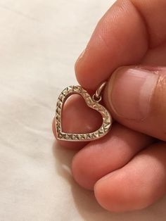 Vintage sterling silver handmade pendant, solid 925 silver textured heart charm, stamped 925 Cross Charms, Silver Filigree, Handmade Pendant, Handmade Pendants, Charm Bracelets, Vintage Sterling Silver, Heart Charm, Handmade Ring, Handmade Necklaces