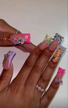 Junk Nails, Art Designs Ideas, Duck Nails, Drip Nails, Colored Acrylic Nails, Glow Nails, Short Square Acrylic Nails, Exotic Nails, Long Acrylic Nails Coffin