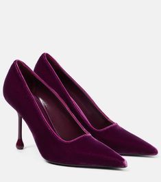 Ixia 95 velvet pumps in purple - Jimmy Choo | Mytheresa Plum Heels, Jimmy Choo Wedding Shoes, Jimmy Choo Sneakers, Velvet Purple, Luxury Heels, Burgundy Heels, Purple Burgundy, Velvet Pumps, Winter Fashion Boots