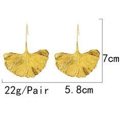 MIANIK Elegant fan gold leaf shaped drop earring. Beautiful lightweight statement earrings. Leaf Earring, Leaves Earrings, Gold Leaf Earrings, Statement Drop Earrings, Metal Leaves, Drop Earring, Female Fashion, Leaf Shapes, Gold Fashion