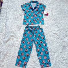 Kids Vintage 2 Pc Paul Frank Sleepwear Size 4 In Turquoise. Garment Is Made Of Flame Resistant Fabric. Brand New With Tags! Paul Frank Pajamas, Fun Blue Sleepwear, Fun Blue Sleepwear For Pajama Party, Blue Fun Sleepwear, Blue Fun Sleepwear For Sleepover, Fun Blue Sleepwear For Sleepover, Cute Light Blue Bedtime Sets, Playful Light Blue Sleepwear For Pajama Party, Cute Blue Sets For Sleepover