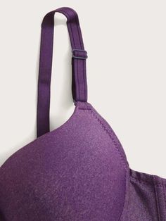 Enrich your daily comfort with our Adjustable Strap Push Up Underwire Bra. Experience gentle yet effective support from the underwire construction, complemented by the high-stretch knitted fabric. Discover a new level of confidence in this essential lingerie piece designed for your everyday wear. Features: Color: Purple Pattern Type: Plain Wires: Underwire Fabric: High Stretch Material: Knitted Fabric Composition: 90% Polyamide, 10% Elastane Care Instructions: Hand wash, do not dry clean Size C Stretch Nursing Bra In Solid Color As Shapewear, Supportive Padded Bra In Solid Color, Stretch Shapewear Nursing Bra, Supportive Padded Bra, Micro-elastic Push-up Bra In Specific Color, Solid Full Coverage Nursing Bra With Padded Cups, Stretch Bra With Removable Pads Made Of Elastane, Solid Nursing Bra With Medium Bust Support, Full Coverage Nursing Bra With Padded Cups