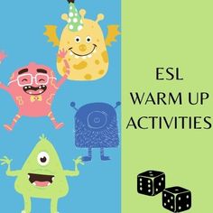 the words esl warm up activities with cartoon characters