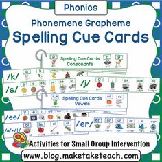 phonics phoneme grapheme spelling cue cards for small group instruction and activities