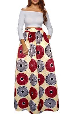 PRICES MAY VARY. 95% polyester+5% spandex. Feature:Plus size,elastic high waist,a-line,pull-on style,pocket on side Style:African floral print skirt,Ethnic style maxi skirt,Full length skirt,Vintage ankle length skirt This long skirt goes well with a cute tee shirt,casual blouse,crop top.Suit for Cocktail, Beach, Party, Casual, Vacation, Party, Club, Evening. Please check the size information before ordering. Size Information

Size S:Waist 25.60"-35.40";Length 40.00"

Size M:Waist 27.60"-37.40"; African Outfits For Women, Style Maxi Skirt, Crop Top Suit, Casual Maxi Skirt, Printed Maxi Skirt, African Print Maxi Skirt, Skirt A Line, African Skirts, Maxi Skirt Style