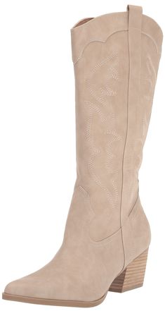 PRICES MAY VARY. comfortable padded sock Best Cowgirl Boots For Women, Sweater Dress With Cowboy Boots Fall, Cute Womens Boots, Cowgirl Boots And Dresses, Amazon Boots Women, 2024 Western Fashion, Beige Cowboy Boots Outfit, Fancy Cowgirl Boots, Skirt And Cowgirl Boots