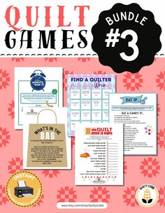 the quilt game bundle 3 includes instructions, games and activities to help children learn how to sew