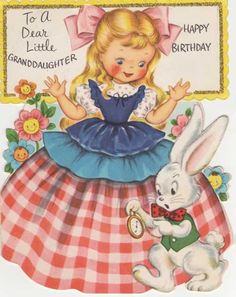 vintage alice in wonderland birthday card Marjorie Cooper, Wonderland Party Theme, Birthday Granddaughter, Alice In Wonderland Invitations, Alice In Wonderland Doll, Alice In Wonderland Vintage, Alice In Wonderland Birthday, Retro Girl