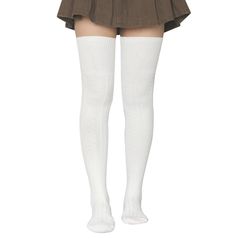 PRICES MAY VARY. Material:80% Cotton, 12% Spandex & 8% Nylon, Extra Long, Real Thigh High, Opaque, Warm, Great Fall/ Winter Thigh High Socks Size:the length of socks from Heel to Top is about 70cm/27", super stretchy, These socks are perfectly over the knee for women who's height is 5.1ft-5.9ft Our thigh high socks are thick, warm, comfortable Perfect for most athletic activities and everyday wear. Could be used as thigh high stockings, over calf socks and knee socks. Good accessory to pair with your favorite shoes and match for most of your daily wearing Thigh high socks are the ideal complement to your favorite skirts or shorts, suitable for most occasions in your daily life Women Extra Long Thigh High Socks Cotton Over the Knee Socks Soft Material:80% Cotton, 12% Spandex & 8% Nylon
 Col White Over-the-knee Knee-high Socks For Winter, White Fitted Over The Knee Socks, White Fitted Over-the-knee Socks, Fitted White Over-the-knee Socks, Knee-high Winter Socks For School, Knee-high Socks For School In Winter, Winter Knee-high School Socks, White Stretch Over-the-knee Socks, Casual White Over-the-knee Stockings