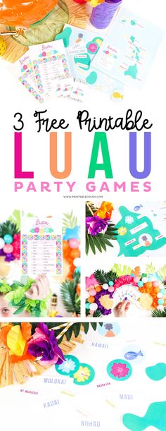 three free printable luau party games