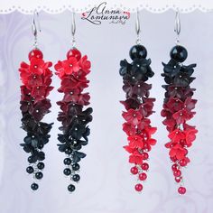 "Red black flower earrings Red black long earrings Red statement earrings 30th birthday gift for women Bridesmaid earrings Bohemlan earrings These floral earrings are perfect for a red and black wedding. Perfectly complement the image of a bride or bridesmaid. These earrings can be a good gift for a girl or woman who loves to be in the spotlight! Length with hooks is about 9.8cm/3.85\" ✿These earrings can be made to order. Please allow 3-6 days for production time. ✿ Real colors may slightly differ from one monitor to another, as it depends on specific monitor settings. ✿All my jewelry packed in a gift box Polymer clay flowers are quite sturdy, they are waterproof and do not change color with time. Still, I would recommend to avoid direct contact with water, as it may damage the findings. Red Black Flower, Red Statement Earrings, 30th Birthday Gift, Pretty Jewelry Necklaces, Birthday Gift For Women, Packing Jewelry, Magical Jewelry, 30th Birthday Gifts, Polymer Clay Flowers