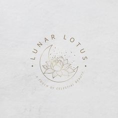 A serene and mystical logo design featuring a lotus flower and moon symbol. The lotus flower symbolizes purity, enlightenment, and new beginnings, while the moon and stars represent calmness and tranquility. The design is perfect for yoga studios, wellness brands, and businesses that want to convey a sense of inner peace and spirituality. The logo is customizable and ready to use, making it an affordable and time-saving option for creating a captivating brand image. Energy Healing Logo Design, Spiritual Logo Design Inspiration, Lotus Moon Tattoo, Yoga Logo Design Inspiration, Moon And Lotus Tattoo, Peace Tattoo Designs, Female Logo Design, Spiritual Logo Design, Lotus Logo Design