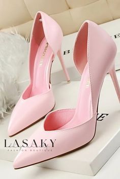 Lasaky - Stylish and Elegant Openwork Toe Stiletto Heels with Super High Heel Sepatu Pump, Pink Bridal Shoes, Party Shoes Women, Hak Tinggi, Summer High Heels, Office Shoes Women, Basic Heels, Patent Shoes, Super High Heels