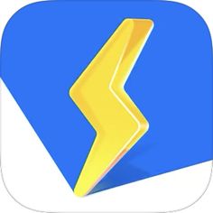 an app icon with a yellow arrow in the center and blue backround below it