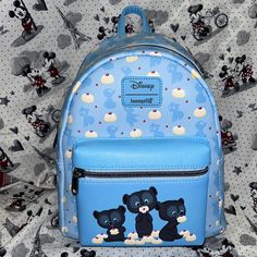 Nwt Beautiful Brave Backpack. Beautiful Baby Blue Colored Mini Backpack. Pastries And Bear Silhouettes All Over. Popular And Sold Out. Adjustable Straps, Interior Drop Pocket And A Top Carrying Handle. Approx Measurements: 9”X4.5”X10” Eeyore Loungefly Backpack, Loungefly Mini Backpack Disney, Pixar Brave, Frozen Loungefly, Blue Disney Backpack With Zipper Closure, Nightmare Before Christmas Toys, Lounge Fly, Loungefly Purse, Lounge Fly Disney Wallet