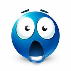 an emoticive blue ball with its mouth open and eyes wide open, making a shocked face