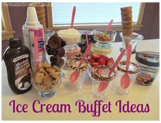 ice cream buffet table with desserts and drinks